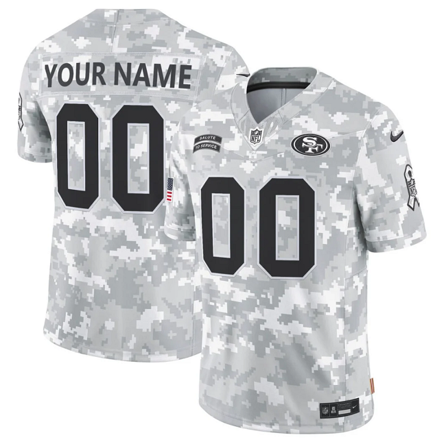 Men's San Francisco 49ers Active Player Custom 2024 F.U.S.E Arctic Camo Salute to Service Limited Football Stitched Jersey